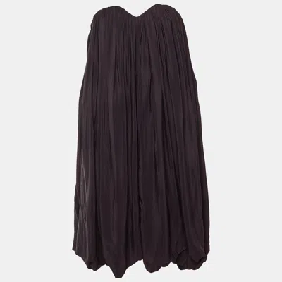 Pre-owned Chloé Dark Purple Crepe Pleated Strapless Mini Dress M