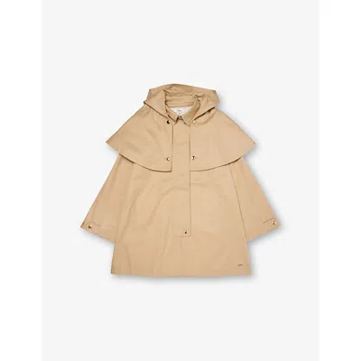 Chloé Kids' Dark Stone Detachable-cape Cotton-gabardine Trench Coat