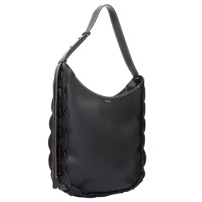 Pre-owned Chloé Chloe Darryl Hobo Black Pebbled Leather Braided Side Shoulder Bag