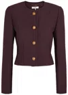 Chloé Chloe Darted Cropped Wool Jacket In Burgundy