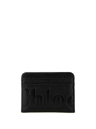Chloé Debossed Leather Card Holder In Animal Print