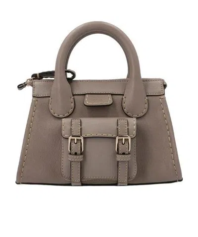 Chloé Debossed-logo Crossbody Bag In Gray