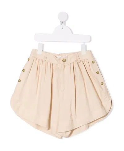 Chloé Decorative-buttons Ruched-detail Shorts In Nude