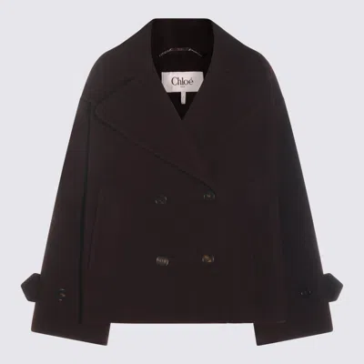 Chloé Deep Purple Wool Coat In Brown