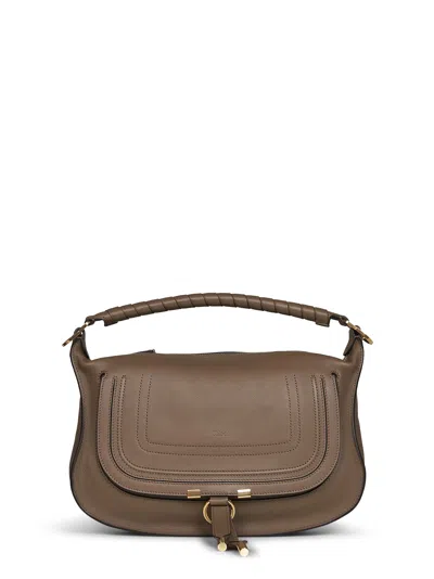 Chloé Deep Taupe Marcie Small Shoulder Bag In Brown