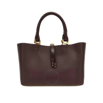 Chloé Chloe Deep Violine Leather Marcie Tote Bag In Burgundy