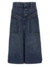 Chloé Knee-length Skirt In Washed Blue Denim Women In Black