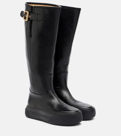 Chloé Delia Leather Knee-high Boots In Black