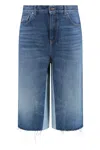 Chloé Patchwork Denim Bermuda Shorts In Blue