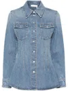 Chloé Long-sleeved Lapel Denim Coat In Denim