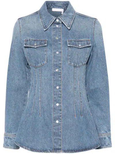 CHLOÉ DENIM BLUE CORSET STYLE DENIM SHIRT