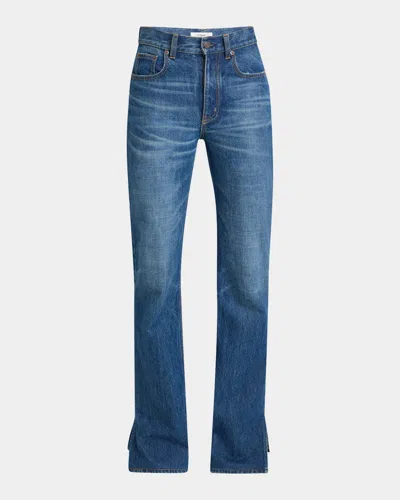 Chloé Denim Bootcut-leg Split-hem Pants In Blue