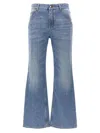 Chloé Blue High Waisted Jeans With Wide Leg And Logo Patch On The Rear In Denim Woman In Blue