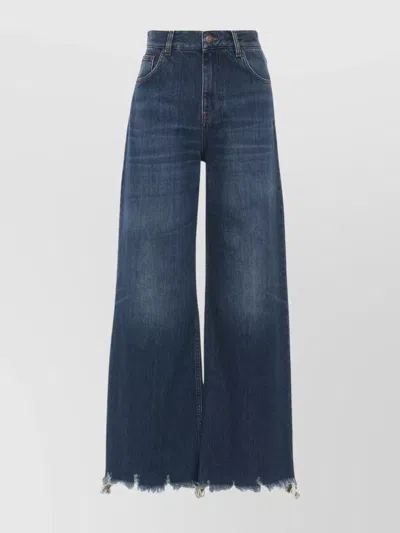 Chloé Denim Cropped Wide-leg Jeans In Blue
