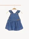 Chloé Denim Dungaree Dress Blue Size 9-12 100% Cotton In Bleu