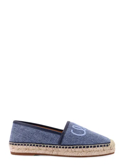 Chloé Denim Espadrillas With Embroidered Logo In Navy