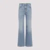 Chloé Blue High Waisted Jeans With Wide Leg And Logo Patch On The Rear In Denim Woman In Denim