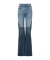 Chloé Patchwork Rigid High-rise Flared-leg Jeans In Blue