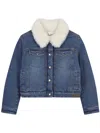 Chloé Faux-fur Collar Denim Jacket In Blue