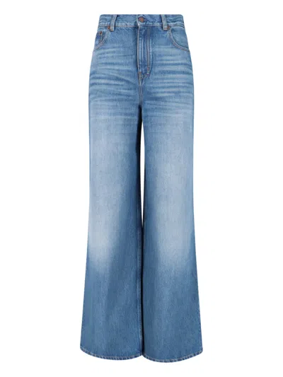 Chloé Denim Jacket With Leather Patch Accents In Blue