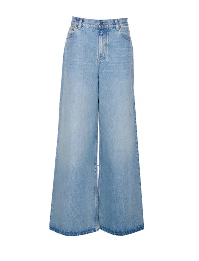 Chloé Paneled Rigid High-rise Wide-leg Jeans In Light Wash