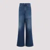 Chloé Blue High Waisted Jeans With Wide Leg And Logo Patch On The Rear In Denim Woman In Blue