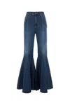 Chloé Jean Fluide Évasé En Denim Femme Bleu Taille 29 100% Coton, Cuir De Veau In Nightblue