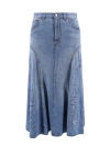 CHLOÉ DENIM LONG SKIRT WITH EMBROIDERY