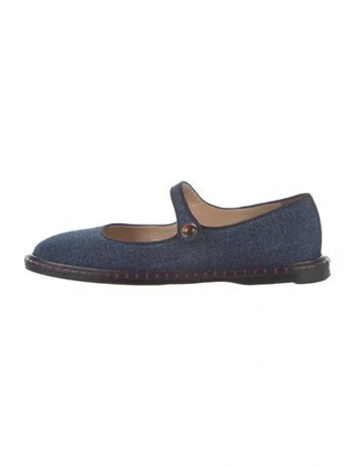 Pre-owned Chloé Denim Mary Jane Flats In Blue