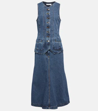 Chloé Denim Midi Dress In Mittelblauer Denim