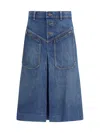 Chloé Knee-length Skirt In Washed Blue Denim Women In Blue