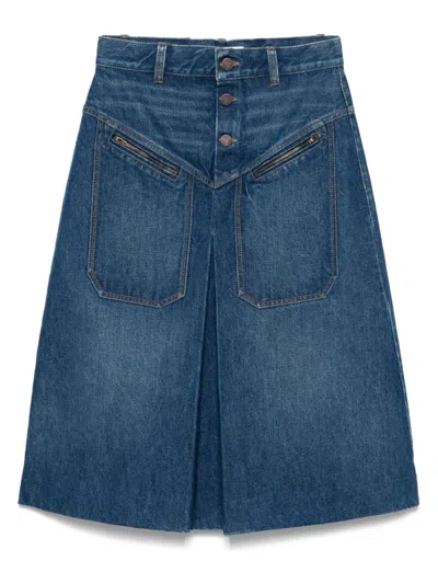 Chloé Armarium Denim Midi Skirt In Blue