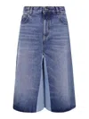Chloé Patchwork Denim Bermuda Shorts In Blue