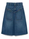Chloé Denim Knee-length Skirt With Front Box Pleat In Blue