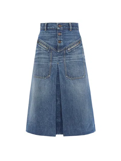 Chloé Denim Midi Skirt In Blue