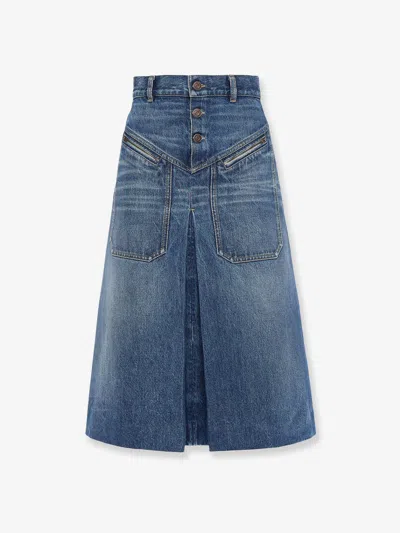 Chloé Knee-length Skirt In Cotton Denim In Blue