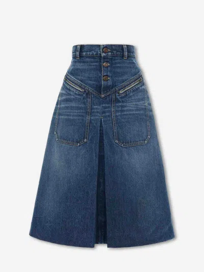 CHLOÉ CHLOÉ DENIM MIDI SKIRT