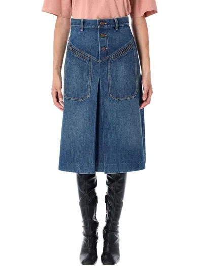 CHLOÉ CHLOÉ KNEE-LENGTH DENIM SKIRT