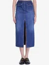 Chloé Chic Denim Midi Skirt With Front Slit In Blue