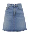Chloé Mini Skirt With Back And Front Pockets In Blue