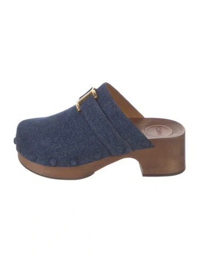 Pre-owned Chloé Denim Mules W/ Tags In Blue