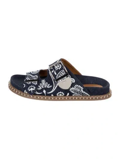 Pre-owned Chloé Denim Paisley Print Slides In Blue