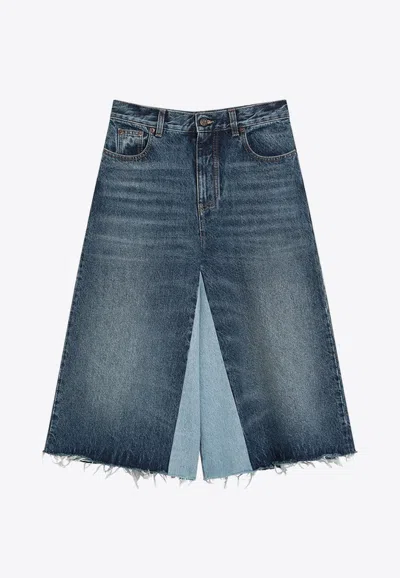 CHLOÉ DENIM PATCHWORK BERMUDA SHORTS