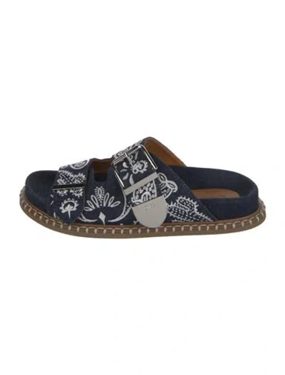 Pre-owned Chloé Denim Printed Slides In Blue