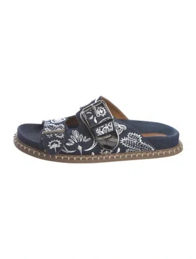 Pre-owned Chloé Denim Printed Slides In Blue