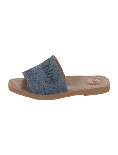 Pre-owned Chloé Denim Printed Slides In Blue
