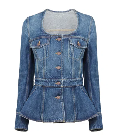 CHLOÉ DENIM RUFFLED EQUESTRIAN JACKET