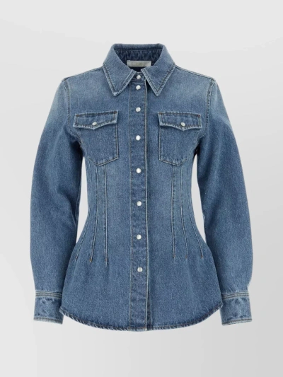 CHLOÉ DENIM SHIRT WITH REAR YOKE AND ITALIAN COLLAR