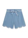 Chloé Kids Elasticated Waistband Tie-fastened Shorts In Blue