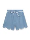 Chloé Kids Elasticated Waistband Tie-fastened Shorts In Denim Blue